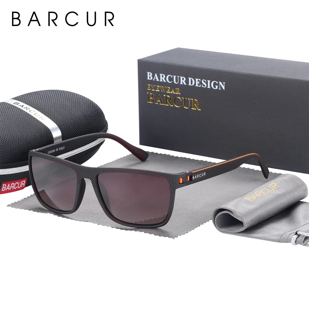 BARCUR Sports Polarized Sunglasses for Men Lightweight TR90 Square Fishing & Travel Eyewear UV400 Protection Men Accessory