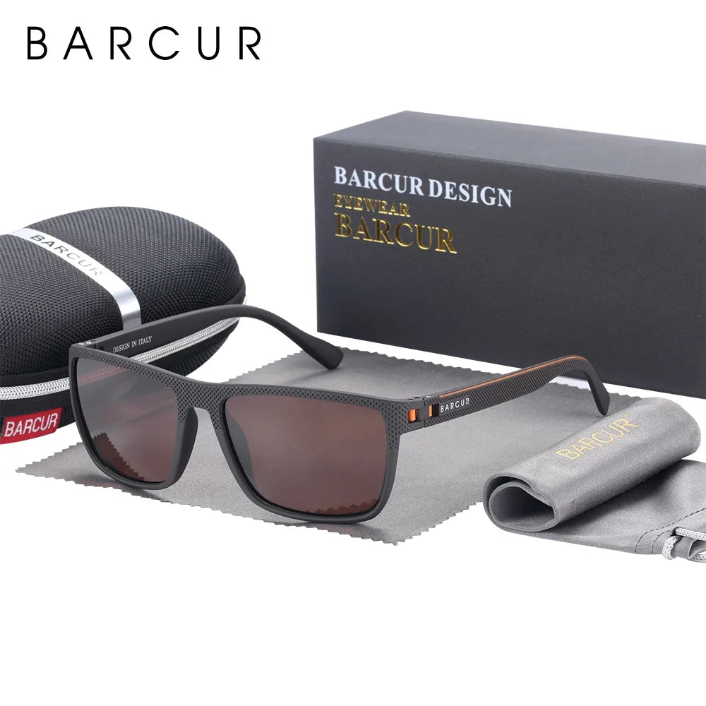 BARCUR Sports Polarized Sunglasses for Men Lightweight TR90 Square Fishing & Travel Eyewear UV400 Protection Men Accessory