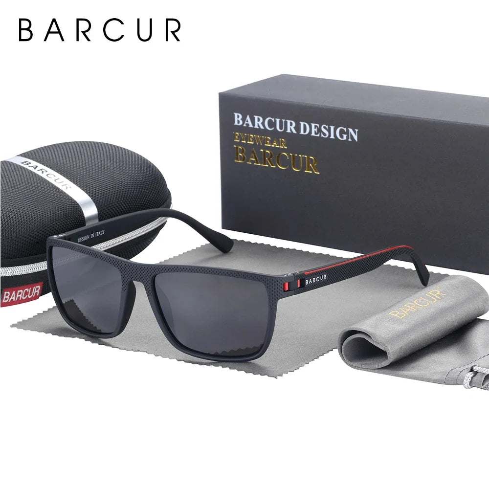 BARCUR Sports Polarized Sunglasses for Men Lightweight TR90 Square Fishing & Travel Eyewear UV400 Protection Men Accessory