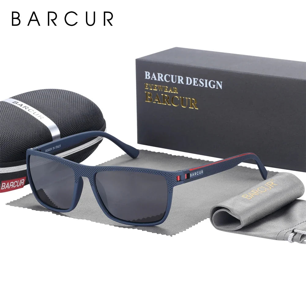 BARCUR Sports Polarized Sunglasses for Men Lightweight TR90 Square Fishing & Travel Eyewear UV400 Protection Men Accessory